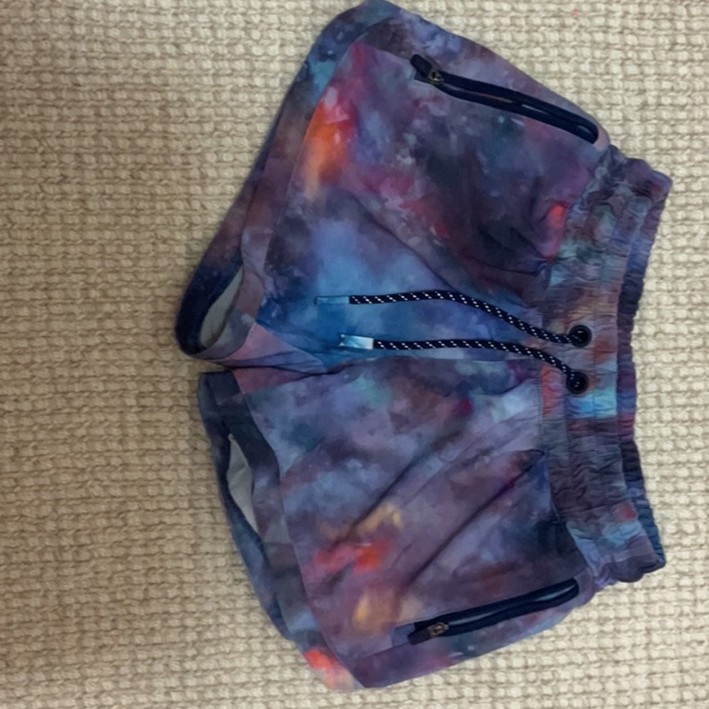 Colorful Tie-Dye Athleta Girl Shorts with Zipper Pockets
